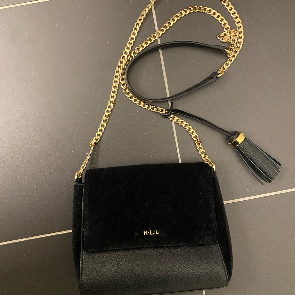 LAUREN Ralph Lauren black purse with gold chain